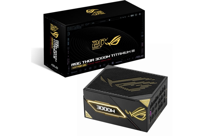 Asus представила блок питания ROG Thor 3000W Titanium III Edition 20 за &euro;999 &mdash; его хватит на четыре GeForce RTX 5090