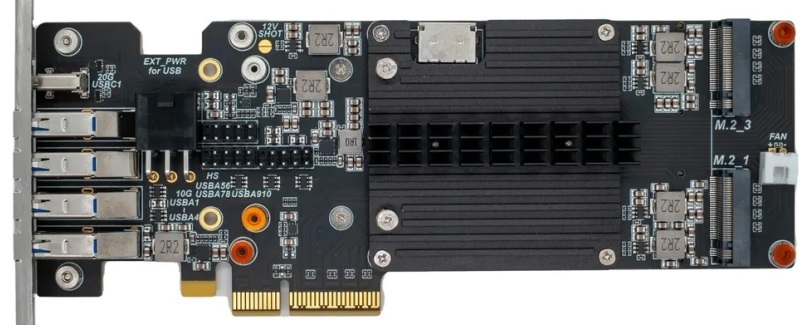 Чипсет AMD B650 превратили в плату расширения, которая добавит в любой ПК четыре слота M2, 11 портов USB и OCuLink